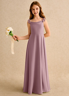 Azazie Puppy Girls Formal Blumenmädchenkleider A-Linie Plissee Chiffon Kleid Altrosa image4