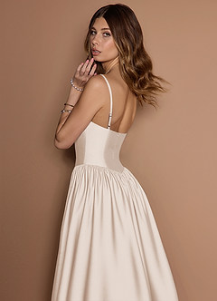 Ottilie Cream Pleated Midi Dress image6