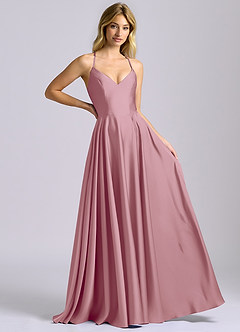 Azazie Truce Bridesmaid Dresses Vintage Mauve A-Line Stretch Satin Dress image6