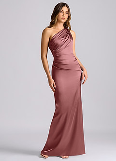 Azazie Akilah Brudtärnklänningar Klä av Sjöjungfru i Stretch Satin Ena axeln Ametist image1