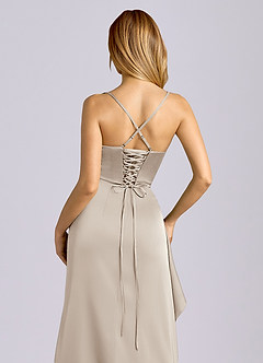 Azazie Sarai Suknie dla druhen Osłona Gorset Satyna elastyczna Do ziemi Sukienka image2