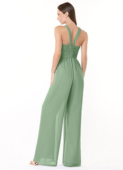 Azazie Berdie Bridesmaid Dresses Matcha Halter Chiffon Jumpsuit image4