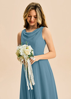 Azazie Mannie Junior Bermuda A-Line Pleated Chiffon Dress image7