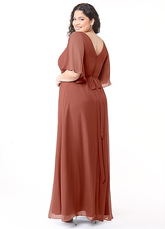 Azazie Cierra Bridesmaid Dresses Auburn A-Line V-Neck Chiffon Dress image12