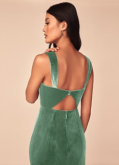 Azazie Lanessa Bridesmaid Dresses Eucalyptus Mermaid V-Neck Keyhole Back Velvet Dress image5