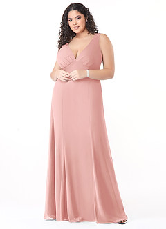 Azazie Christiana Bridesmaid Dresses Rosette A-Line V-Neck Pleated Chiffon Dress image7