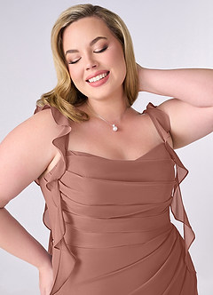 Barbie ♥ Azazie 신부 들러리 드레스 인어 쉬폰 플로어 길이 드레스 image11