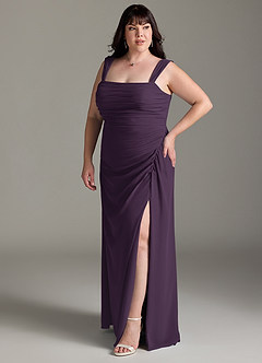 Azazie Jesaphine Bridesmaid Dresses Plum Sheath Bow Chiffon Dress image11