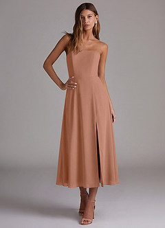 Azazie Wren Bridesmaid Dresses Bronzer A-Line Strapless Chiffon Dress image4