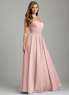 Azazie Tammy Bridesmaid Dresses Powder Pink A-Line Corset Chiffon Dress image8