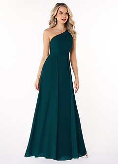 Azazie Dallas Brautjungfernkleider A-Linie One-Shoulder Chiffon Kleid Kiefer image3