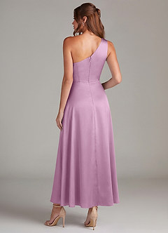 Azazie Brooke Robes de demoiselle d'honneur Robe Trapèze en Satin extensible Une épaule Glycine image7