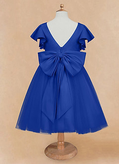 Azazie Kaeya Flower Girl Dresses Royal Blue A-Line Bow Tulle Dress image6