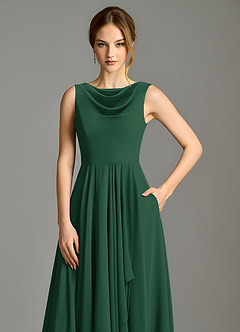 Azazie Wonderland Bridesmaid Dresses Dark Green A-Line Pleated Chiffon Dress image7