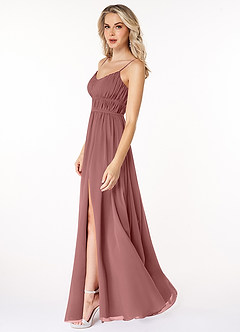 Azazie Yanelie Bridesmaid Dresses Desert Rose A-Line Scoop Pleated Chiffon Dress image6