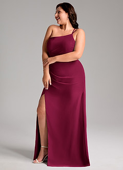 Azazie Eren Jurken voor bruidsmeisjes Jurk van Chiffon met Kolom One-shoulder Bourgondië image12