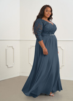 Azazie Hayek Mother of the Bride Dresses Neptune A-Line V-Neck Lace Chiffon Dress image8