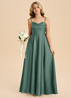 Azazie Bear Junior Abito A-Line in Raso Elasticizzato Scollo a Cuore Eucalipto image7