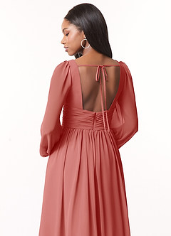 Azazie Norah Brautjungfernkleider A-Linie Lange Ärmel mit V-Ausschnitt Chiffon Kleid Antike Rose image3