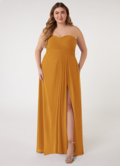 Azazie Arabella Allure Bridesmaid Dresses Butterscotch A-Line Sweetheart Neckline Chiffon Convertible Dress image12
