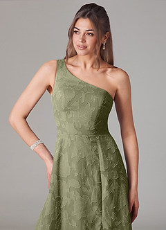 Azazie Ellianna Bridesmaid Dresses Pistachio A-Line One Shoulder Floral Burnout Dress image6