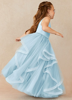 Azazie Sofia Flower Girl Dresses Sky Blue A-Line Beaded Tulle Dress image3