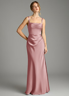 Azazie Alouette Bridesmaid Dresses Dusty Rose Mermaid Pleated Stretch Satin Dress image1
