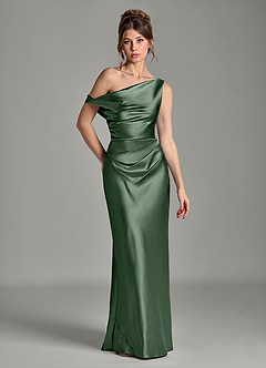 Azazie Emerson Morsiusneito Mekot Mrenneito Olkapään ulkopuolella Metallinen satiini Lattian pituus Pukeutua image1