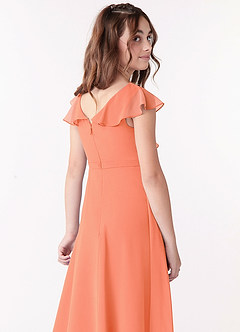 Azazie Posie Junior A-Linie Gestreift Chiffon Kleid Sonnenuntergang image5