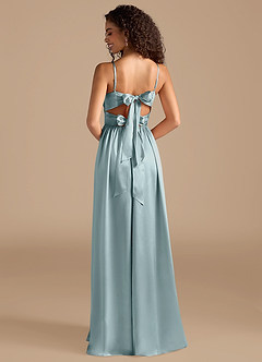 Azazie Zeya Bridesmaid Dresses Mist A-Line Pleated Metallic Satin Dress image2