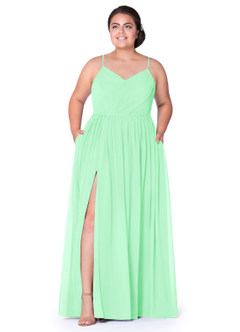 Azazie Cora Bridesmaid Dresses Mint Green A-Line Pleated Chiffon Dress image31