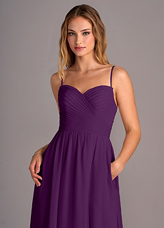 Azazie Joni Robes de demoiselle d'honneur Robe Trapèze Convertible en Mousseline de soie Sans bretelle Grain De Raisin image2
