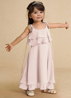 Azazie Temi Flower Girl Dresses Rose Petal A-Line Spaghetti Strap Chiffon Dress image8