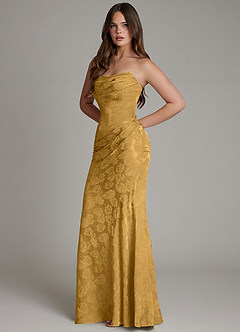 Azazie Electra Bridesmaid Dresses Marigold Jacquard Mermaid Corset Floral Jacquard Dress image7