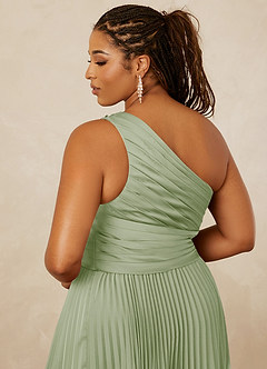 Christian Siriano Bridal for Azazie 1008 Bridesmaid Dresses Dusty Sage A-Line One Shoulder Stretch Satin Dress image15