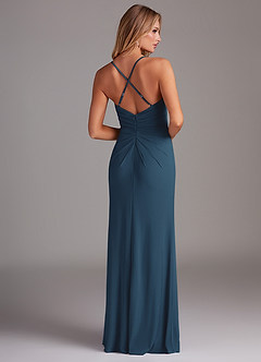 Azazie Sami Bridesmaid Dresses Neptune Sheath Pleated Luxe Knit Dress image2