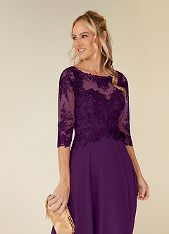 Azazie Monza Abiti per la Madre della Sposa Abito A-Line in Chiffon Pizzo Uva image6