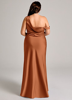 Azazie Madelyn Bridesmaid Dresses Copper Mermaid One Shoulder Stretch Satin Convertible Dress image16