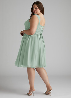 Azazie Angie Bridesmaid Dresses Agave A-Line Corset Chiffon Dress image12