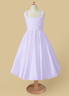 Azazie Cutie Pie Flower Girl Dresses A-Line Pleated Matte Satin Dress image4