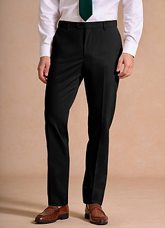 front Carter Black Cotton Linen Blend Dress Pants