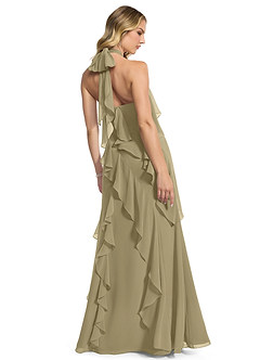 Azazie Velma Vestidos de madrinha de casamento Vestir Musgo Verde de Chiffon de Linha A com Fenda Lateral image2