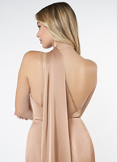 Azazie Kaylani Bridesmaid Dresses English Rose Mermaid High Neck Stretch Satin Dress image6
