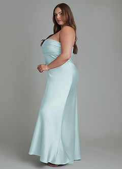 Azazie Saylor Bridesmaid Dresses Mist Mermaid Strapless Stretch Satin Dress image14