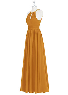 Azazie Cherish Bridesmaid Dresses Butterscotch A-Line Pleated Chiffon Dress image8