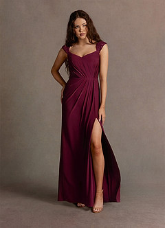 green emerald velvet dress Off-Shoulder Crinkled Jacquard Box Pleated Gown – John Paul Ataker main image 0