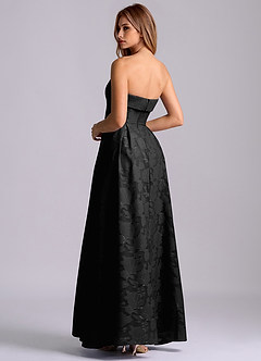 Azazie Lucienne Jurken voor bruidsmeisjes Jurk van Bloemen Burn-out met A-Lijn Strapless Zwart image2