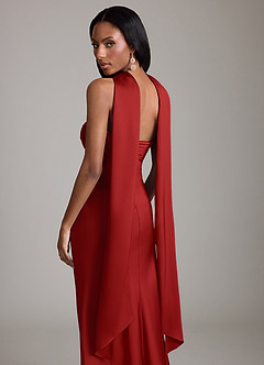 Azazie Saylor Jurken voor bruidsmeisjes Jurk van Stretch Satijn met Zeemeermin Strapless Granaatappel image7