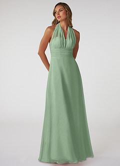 Azazie Fifi At-home Try On Dresses Matcha A-Line Strapless Chiffon Convertible Dress image6
