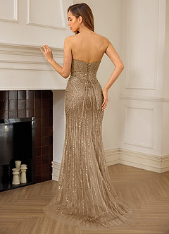 Katheron Pale Khaki Beading Tulle Mermaid Corset Prom Dress image7